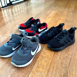 3 pairs of toddler sneakers size 6